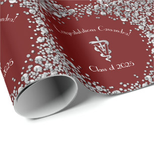 Papier Cadeau Diplômé Vétérinaire Marron Argent