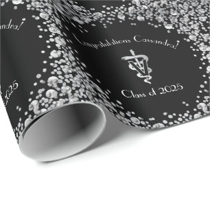 Papier Cadeau Diplômé Vétérinaire Noir Argent