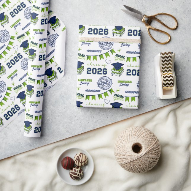 Papier Cadeau Diplômés des classes Bleue et Verte de 2026 (Artisanat)