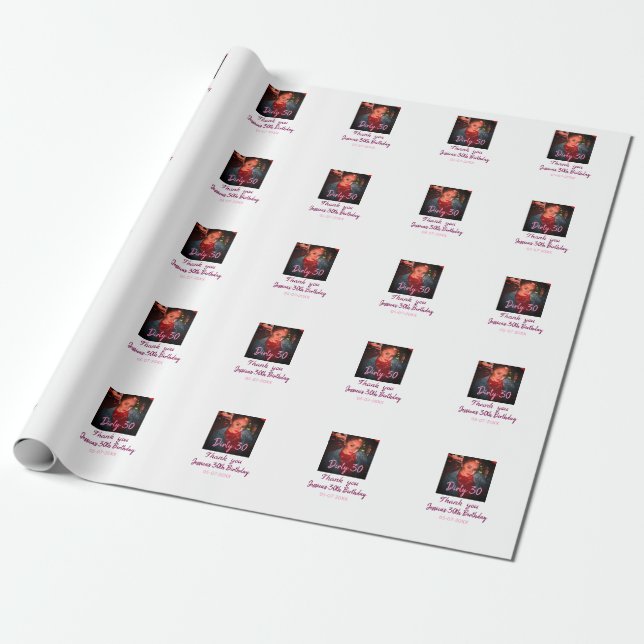 Papier Cadeau Dirty 30 Anniversaire ajouter nom rose ajouter dat (Déroulé)