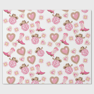 Papier Cadeau Disco Cowgirl Valentine Wrapping Paper