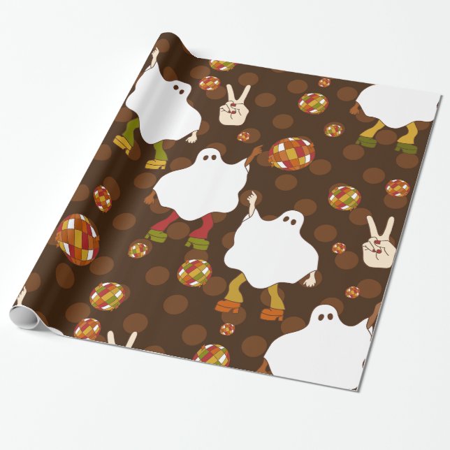 Papier Cadeau disco halloween ghost africain brun (Déroulé)