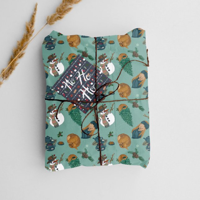 Papier Cadeau Diseño con chica, galletas y té, muñecos y ciervo. (Créateur téléchargé)