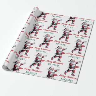 Papier Cadeau Disque de golf de Noël personnalisé Père Noël