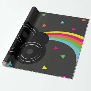 Papier Cadeau Disques Musique Arc-en-ciel Géométrique