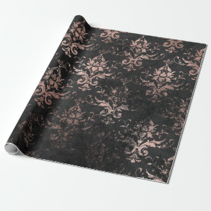 Papier Cadeau Distorsion rose sur noir