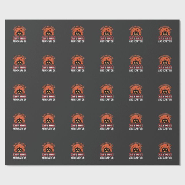 Papier Cadeau Dites Boo design de pumpkin Halloween_1 (Plat)