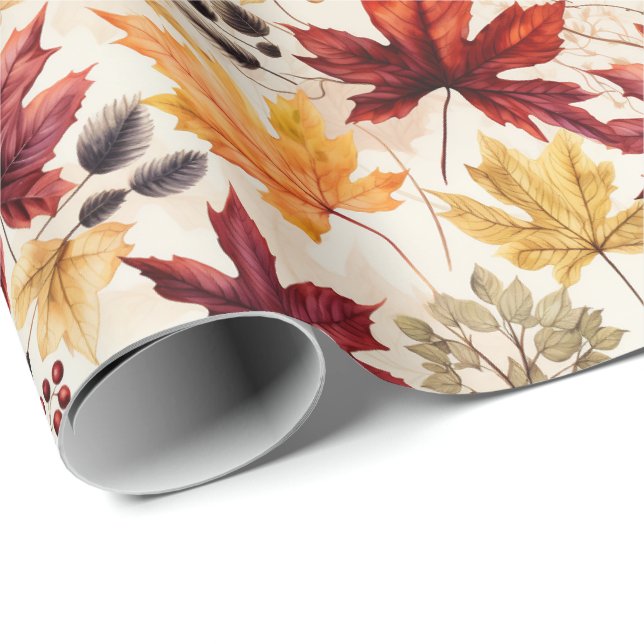 Papier Cadeau Dites-le avec des feuilles d'automne 3 - (Coin rond)