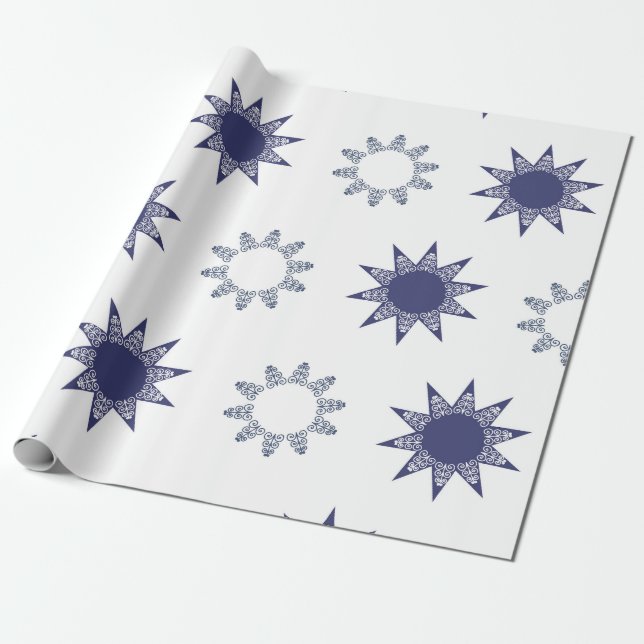 Papier Cadeau Ditsy Snowflake pattern backgrounds textures (Déroulé)