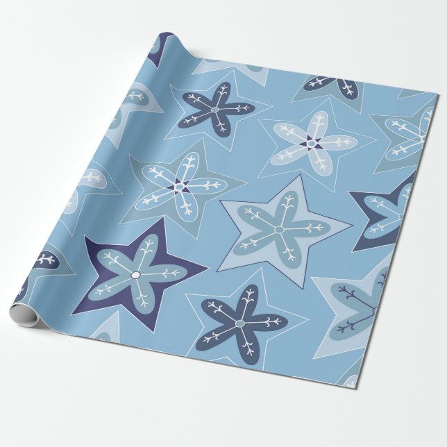 Papier Cadeau Ditsy Snowflake pattern backgrounds textures (Déroulé)