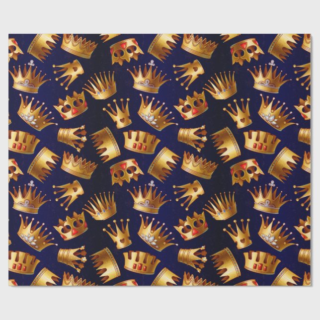 Papier Cadeau Divers couronnes or motif (Plat)