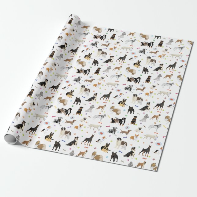 Papier Cadeau Divers Motifs de chiens (Déroulé)