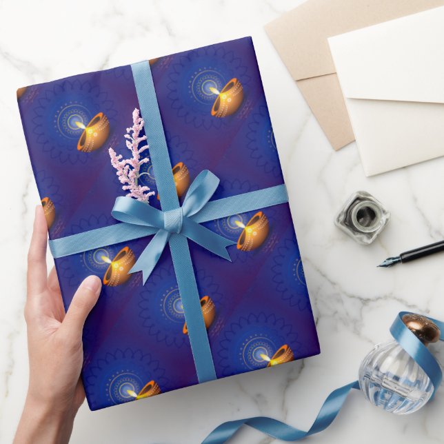 Papier Cadeau Diwali avec Diya (Cadeaux)