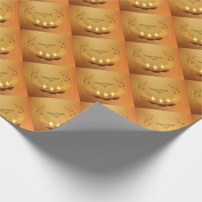 Papier Cadeau Diwali doré avec Diya  (Coin)
