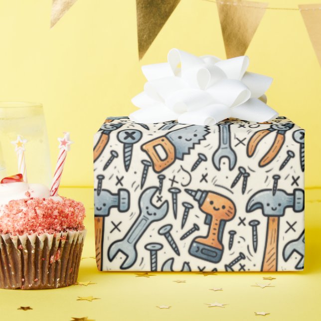 Papier Cadeau DIY Tools Cartoon Kawaii Art (Fête d'anniversaire)