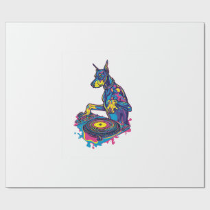 Papier Cadeau DJ Doberman � Vibe de club Chien de fête