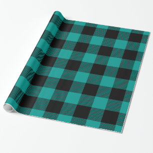 Papier Cadeau Dk Sarcelle Noir Grand Buffalo Carreaux Bûcheron