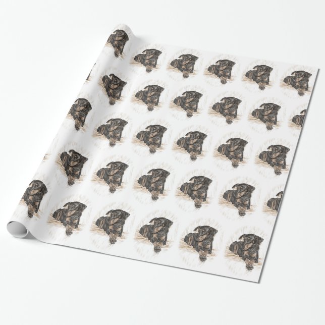 Papier Cadeau Doberman Chien oreilles naturelles (Déroulé)