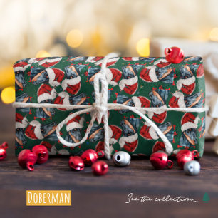 Papier Cadeau Doberman Motif de Noël