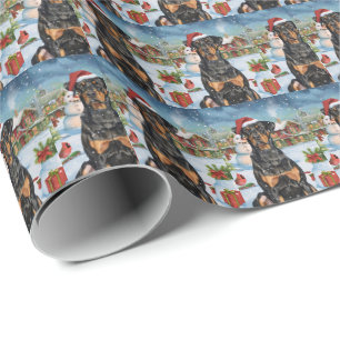 Papier Cadeau Doberman Winter Wonderland Christmas Joy