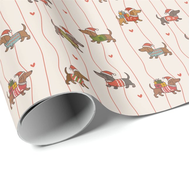 Papier Cadeau Dog Holiday Christmas (Coin rond)