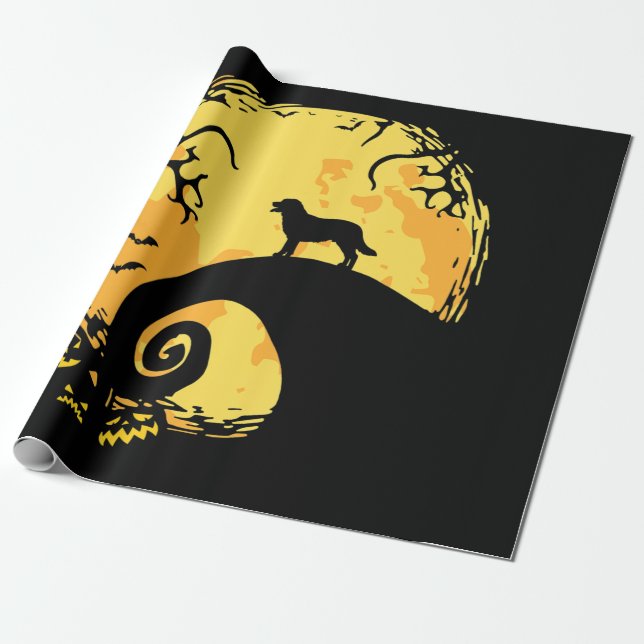 Papier Cadeau Dog Lover | Labrador Full Moon Spooky (Déroulé)