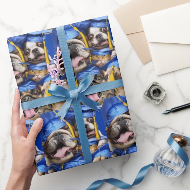 Papier Cadeau Dogs and Cat Grads in Photo Booth (Cadeaux)