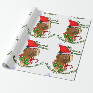 Papier Cadeau Dogue de Bordeaux Christmas