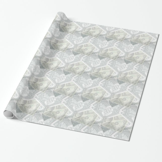 Papier cadeau Dollar Argent (Déroulé)