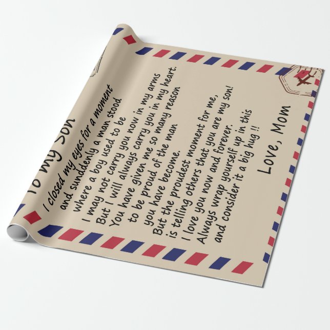 Papier Cadeau Don Son | Lettre À Mon Fils Amour De Maman (Déroulé)