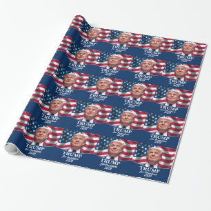 Papier Cadeau Donald Trump 2020 - Drapeau américain