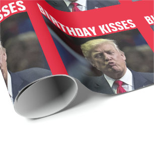 PAPIER CADEAU DONALD TRUMP ANNIVERSAIRE D'ENFANCE KISS