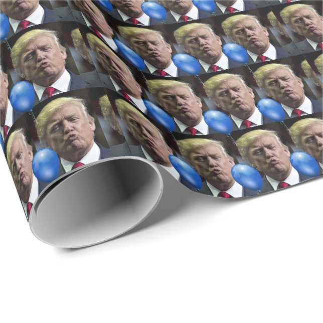 PAPIER CADEAU DONALD TRUMP KISS BIRTHDAY FUNNY WRAPPER PAPIER (Coin rond)