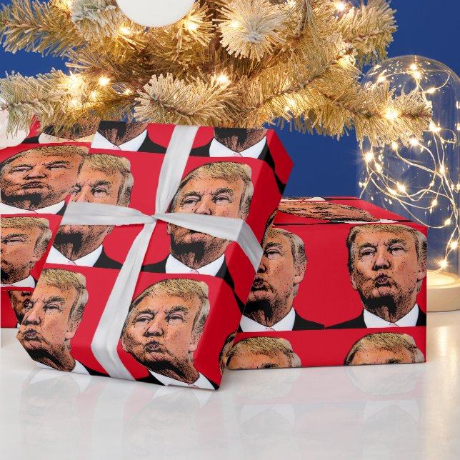 PAPIER CADEAU DONALD TRUMP KISS CHRISTMAS LIVRE (Vacances)