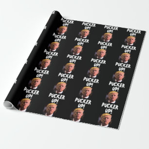 PAPIER CADEAU DONALD TRUMP KISS FUNNY