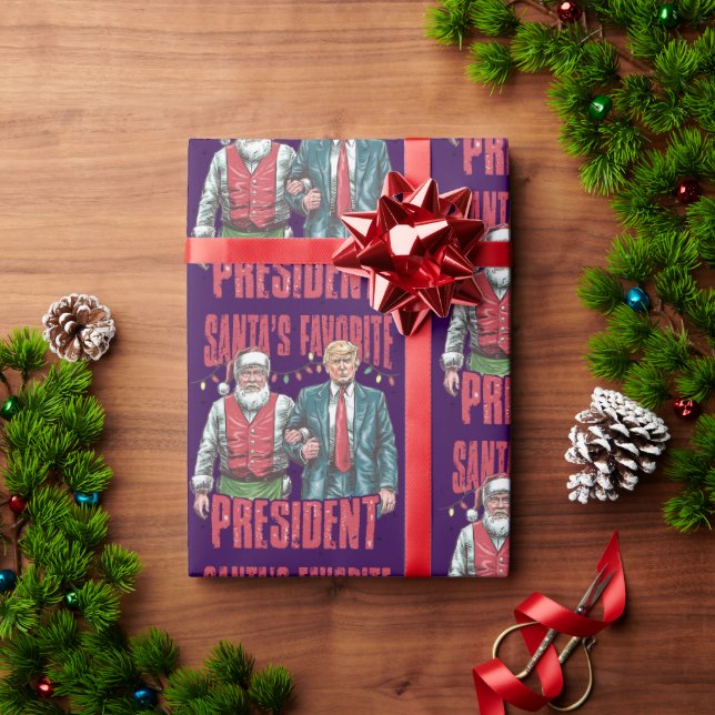 Papier Cadeau Donald Trump Père Noël Noël du président favori (Cadeau de vacances)