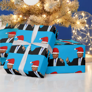 PAPIER CADEAU DONALD TRUMP PORTANT SANTA HAT WRAPPER PAPIER