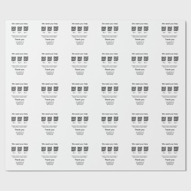 Papier Cadeau Donation Collection conseil pot ajouter votre q r  (Plat)
