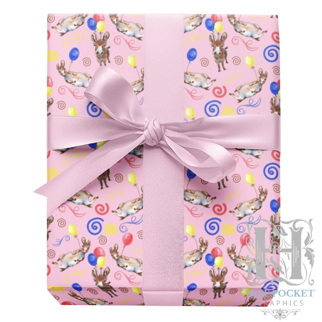 Papier Cadeau Donkey Birthday Wrapping Paper in Pink (Créateur téléchargé)