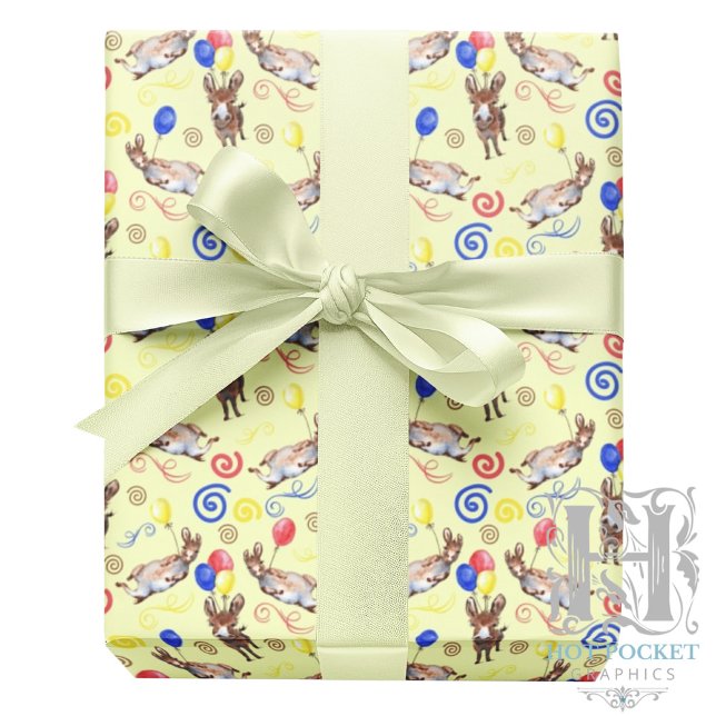 Papier Cadeau Donkey Wrapping Paper in Yellow (Créateur téléchargé)