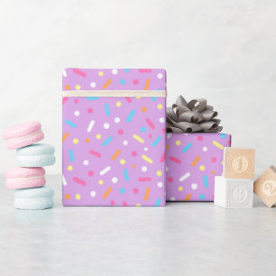Papier Cadeau Donut avec glaçage violet mignon et pépites