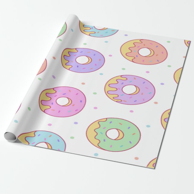 Papier Cadeau Donuts Colorés Tendance Cool (Déroulé)