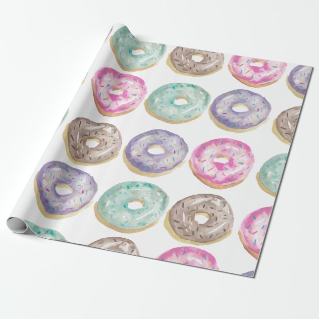 Papier Cadeau Donuts en aquarelle (Déroulé)
