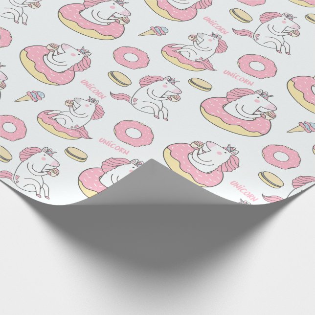 Papier Cadeau Donuts et licornes Motif lunaire (Coin)