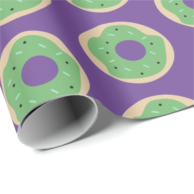 Papier Cadeau Donuts Mignons Halloween Paillettes Glaçage (Coin rond)