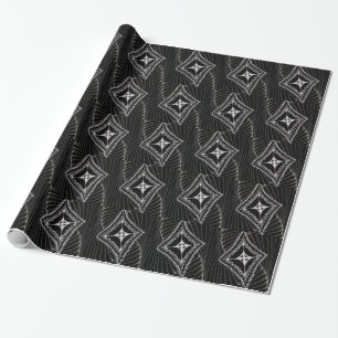 Papier Cadeau Doodle Abstrait de cerf-volant Diamond noir