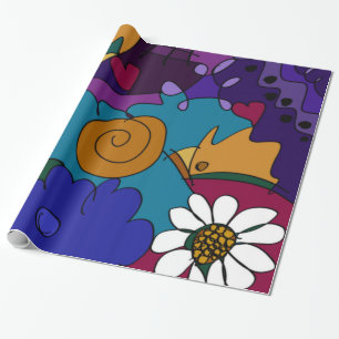 Papier Cadeau Doodle coloré Croquis Bright Digital Drake Art