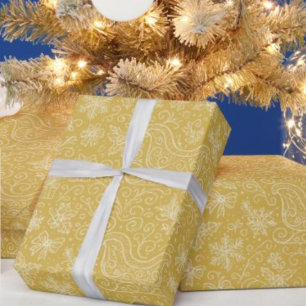 Papier Cadeau Doodle d'or Motif de nuit de Noël