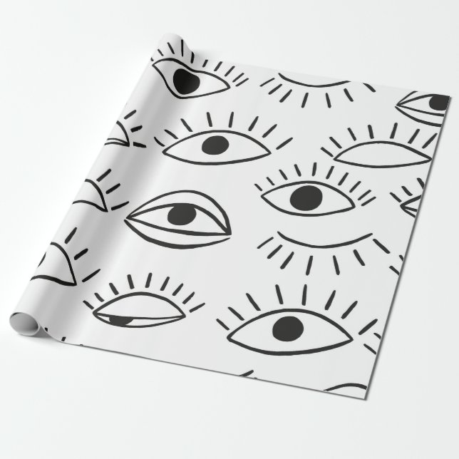 Papier Cadeau Doodle eye, motif sans soudure.  (Déroulé)