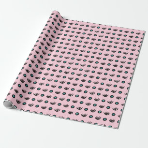 Papier Cadeau Doodle Fille : Coeurs Des Yeux Sans Couleur.